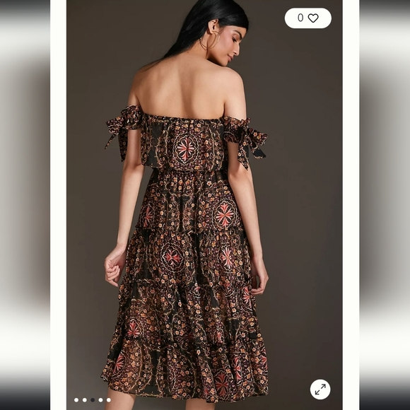 Misa Micaela Off the Shoukder Printed Maxi Dress Medium - Picture 2 of 9